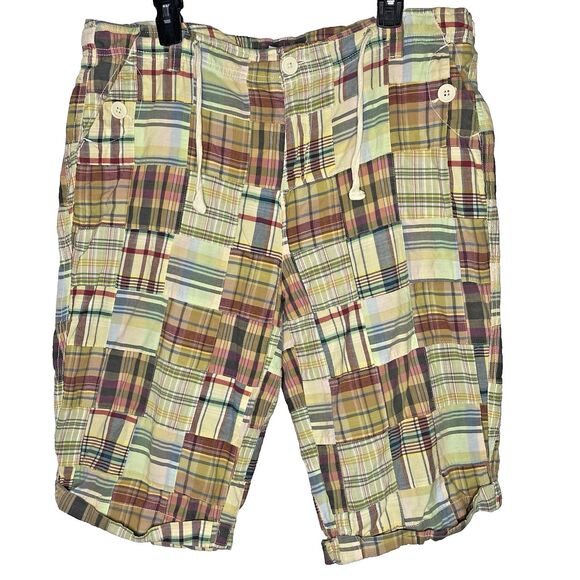 Kim Rogers Bermuda Shorts Patchwork Plaid 100% Cotton Womens Size 16 Multicolor - Picture 1 of 9